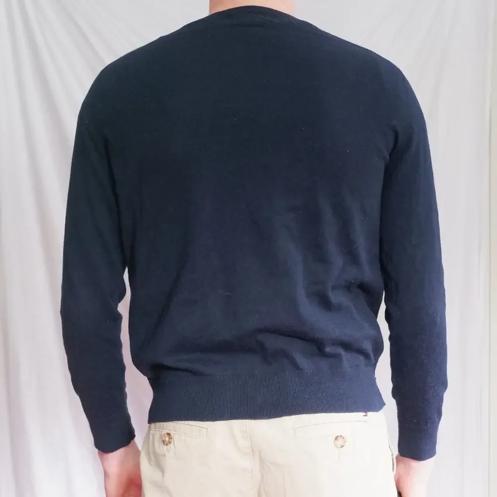 Banana Republic Men's M Navy Blue Eco V-Neck Sweater Preppy Lightweight Knit